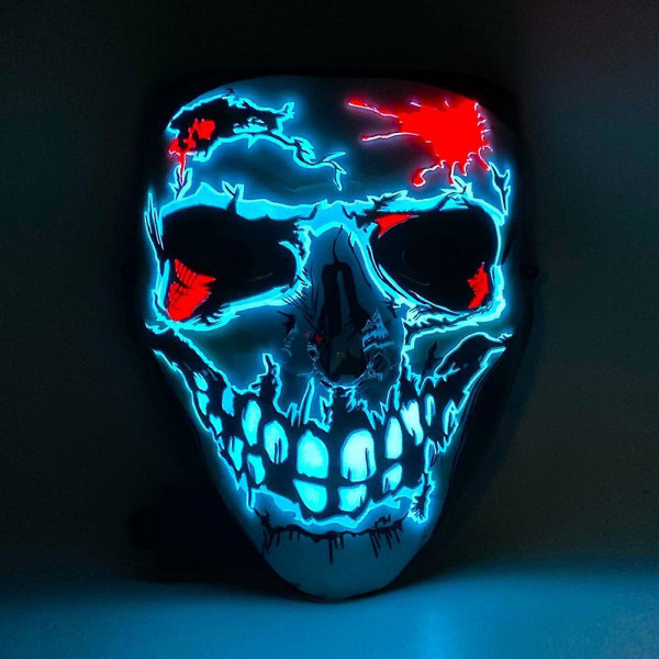 2023 Halloween Mask Led Light Up Mask Skrämmande Clown Mask För Festival Cosplay Halloween Kostym Maskeradfester,karneval,present Black  White