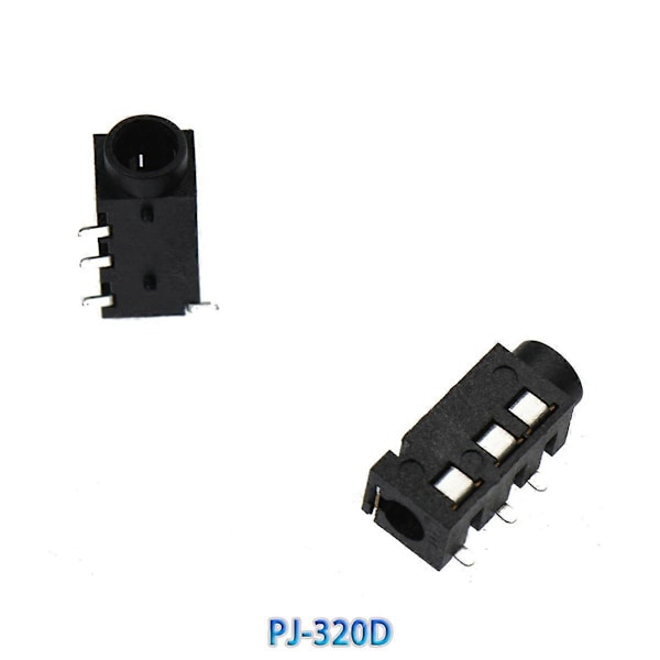 100 stk. PJ320B 3,5 MM Hodetelefon Audio Socket 3/4 Pins Audio Interface DIP/SMD