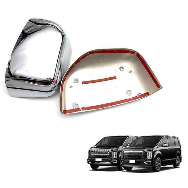 2 stk. ABS Krom Side Speildeksel for Delica D5 2020 Speilbeskyttelse Trim