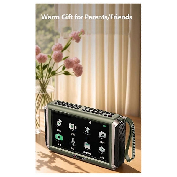 FM55 Radio 7-tuumainen FM-radiovastaanotin MP4-videosoitin Stereo Subwoofer Bluetooth-kaiutin Tallennin TF USB-soitin Harmaa