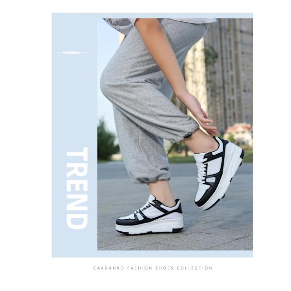 Rullskridskoskor Barn Sneakers med Hjul Barn Rullskridskor Mode Utomhussportskor Flickor Pojkar white black 34