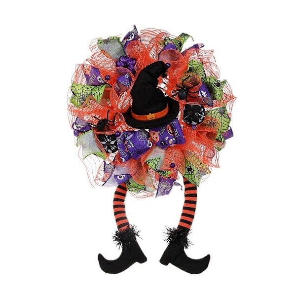 Halloween-ovikranssi, Halloween-noitakranssi, keinotekoinen noitakranssi, noidanhattu- ja jalkakranssi Halloween-kranssi