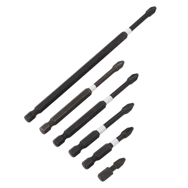 6 stk. Sterke Magnetiske Slagbits Kryss Sklisikker for Driver Elektrisk Drill Skrutrekker Industriell Kvalitet