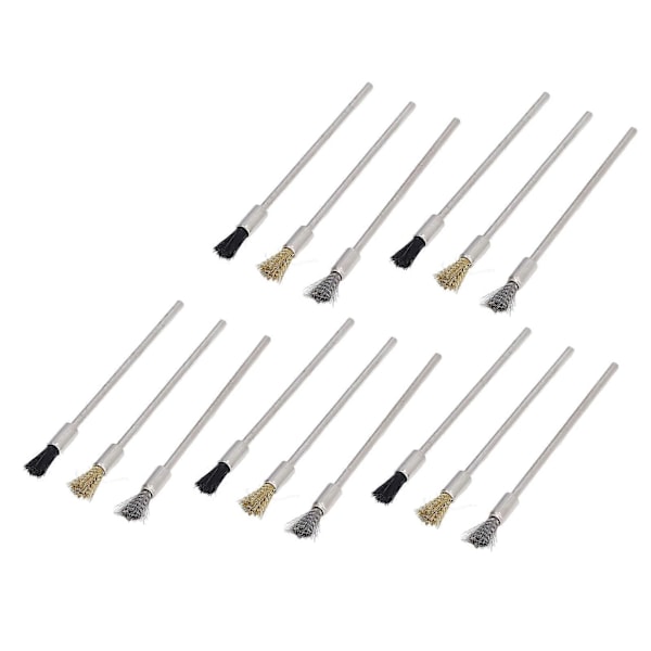 15 stk./sett stålbørster i nylon og messing for polering av trådbørster for fjerning av grader og støv, 100 mm