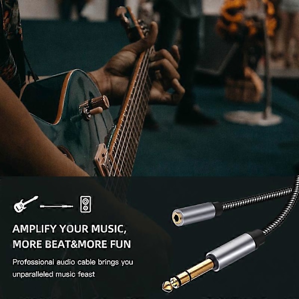 Ljudkabel Guldpläterad Professionell HiFi-ljud Hög Hastighet Brett Kompatibel Stabil Utgång Flätad 6,5 mm Hane till 3,5 mm Hona Inspelningsadapter Kabel A