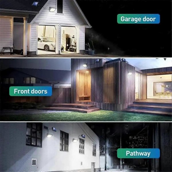 LED Solcellsvägglampa Delad Design 3 Lägen Vattentät Rörelsesensor Lampor Trädgård Gatubelysning Solcellslampa för Trädgårdssäkerhet A