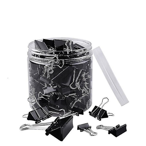 120 stk. brevclips papirklemmer assorterede størrelser (sort)