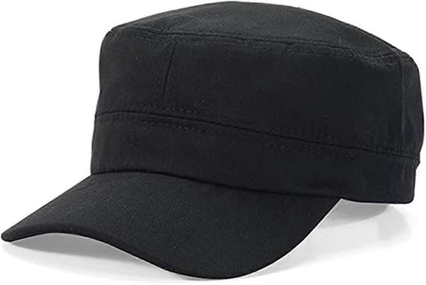Justerbar Stilig Flat Top Twill Baseball Caps Hodeomkrets 56-60 cm (Svart)