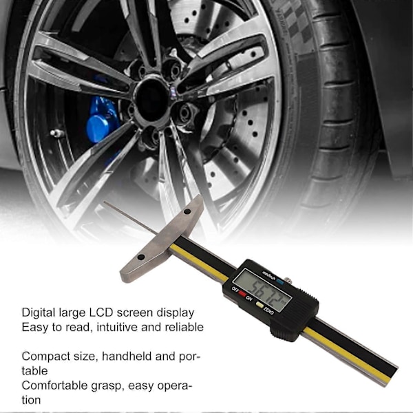 LCD Digital Dækmønsterdybdemåler med Tommer/MM Konvertering Bærbar til Bil Lastbil SUV Motorcykel Bus 0-100mm/0-3.93in