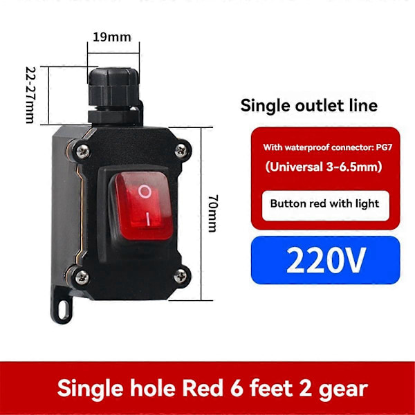 220V Båd Rocker Switch IP68 Vandtæt 30A Høj Strøm med LED Lys Tænd/Sluk Knap