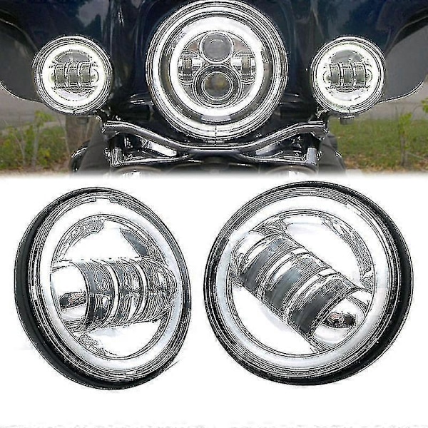 4 1/2\" 4.5 Tum Led Extraljus Dimljus Med Monteringsring Fäste Motorcykel Touring Electra Glide Banmo 1 set C