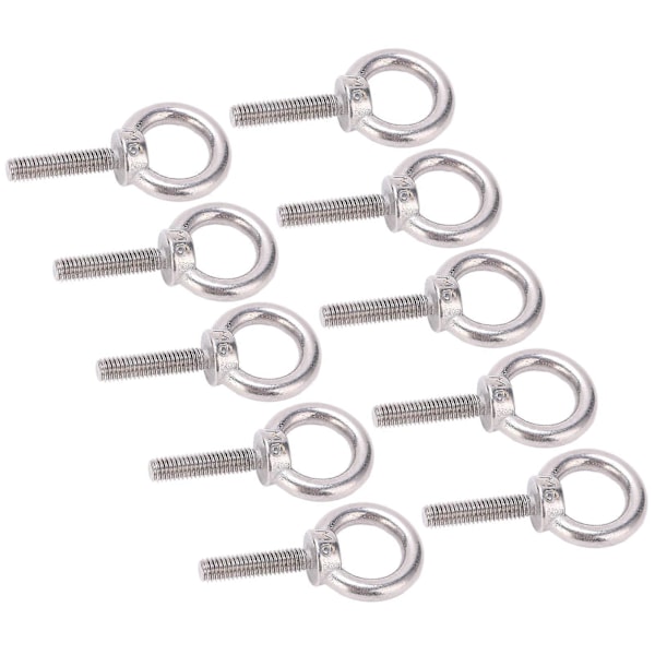10 stk. øjebolt 304 rustfrit stål løfte rund ring skrue fastgørelseshardware M6x25