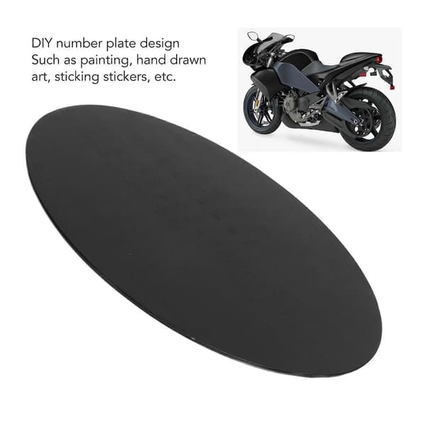 Motorcykel Oval Nummerplade Aluminium 2,5 mm Tykkelse Børstet Finish Rustfri Universal Nummerplade Sort