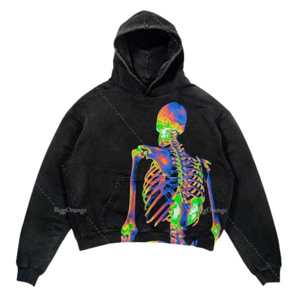Punk design tryckt hoodie harajuku streetwear y2 mode oversized hoodie hip hop gotisk långärmad style 10 M