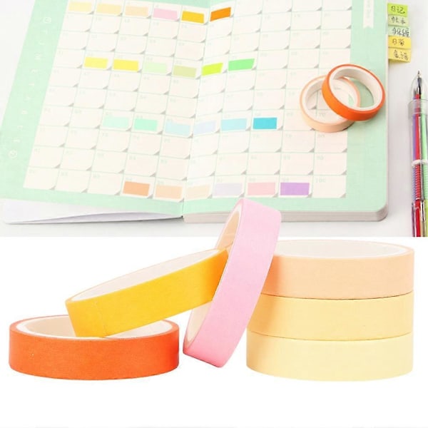 6 st Självhäftande Washi-tejp Enfärgad Set DIY Scrapbook Handkonto Dekoration (Höst)
