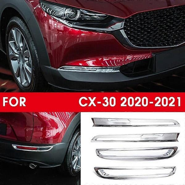 for -30 2020 2021 Front&Rear Tåkelys Deksel Trim Klistremerke Bakre Støtfanger Tåkelys Ramme (Krom)