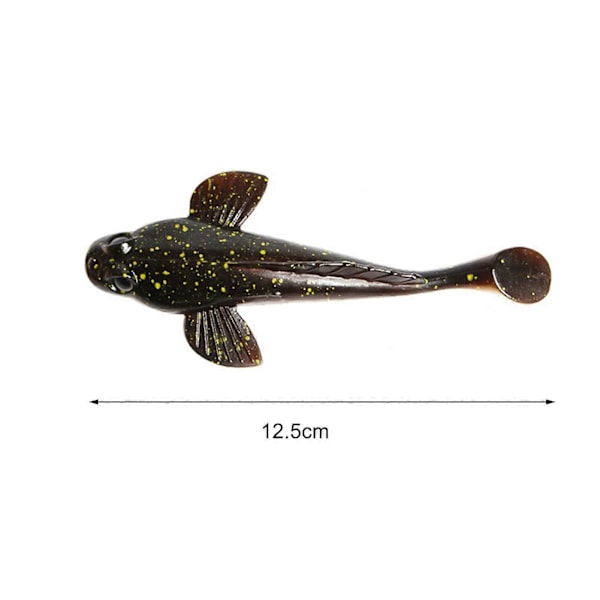17g/12.5cm Mjukt Bete Hög Simulering T-stjärt Design Fiske Mjukt Gummi Svartprickig Fisk T-stjärt Bioniskt Bete Fisketillbehör