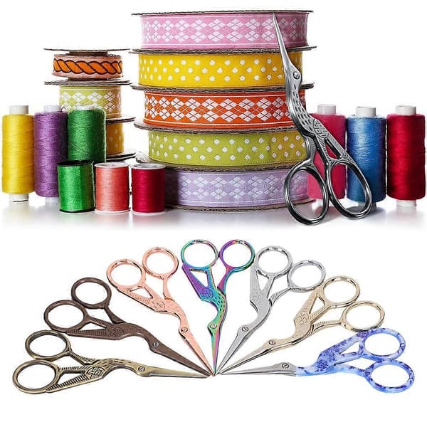 7 st Kranformade Saxar Retro Korsstygn Broderi Sömnadstråd Garn Te Saxar 11,4 cm