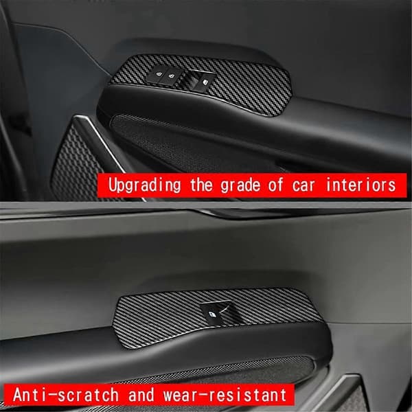 Bilrude Glasløfter Panel Trim Sticker til EV9 2023 2024 Interiørtilbehør Kulfiber LHD