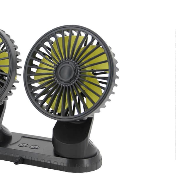 Justerbar køleventilator med 3 niveauer ABS USB Dobbelt-hovedet Elektrisk Køleventilator til Instrumentbræt