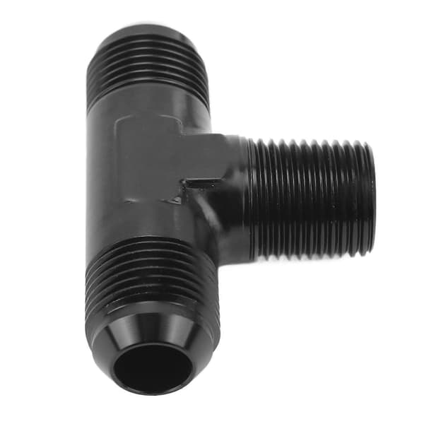 T-adapter 3-vejs T-formet konnektorfitting aluminiumslegering sort anodiseret finish 10AN til 1/2 NPT