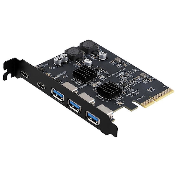 USB3.2 Utvidelseskort GEN2 10Gbps PCI-E 4X Adapterkort Bærbar TYPE-C Type-A Dobbel Chip Board, A