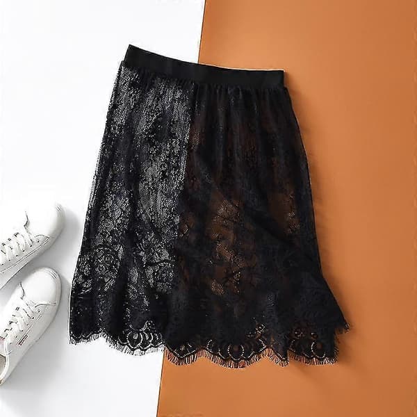 Höst & Vinter Underkjolar Dam Casual Spets Perspektiv Mini Kjolar, Underkjol Black
