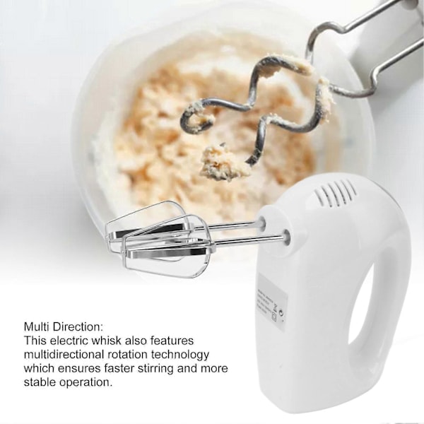 Elektrisk Handmixer 300W 5 Hastigheter Skålhållare Säker Multidirektionell Elektrisk Visp med 4 Vispar för Köket