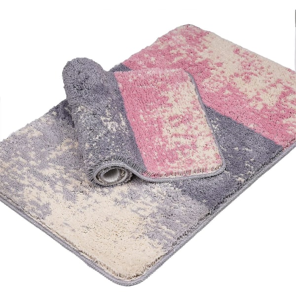 Tflycqbathroom Mattset med 2 Absorberande Maskintvättbara Halkfria Badrumsmattor Lyxiga Mjuka Mikrofiber Färgglada Badrumsmattor för Badrum Kök och Sovrum