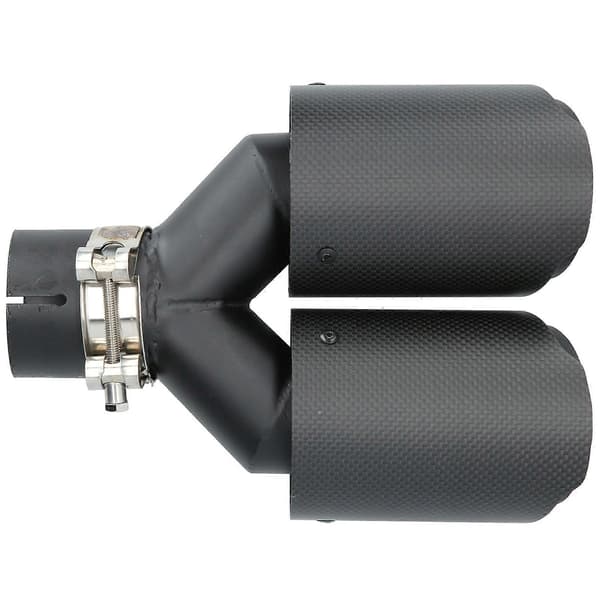 Matta Kolfiber Dubbla Utlopp Avgasrör Universal Svarta Ändrör för 58mm?60mm