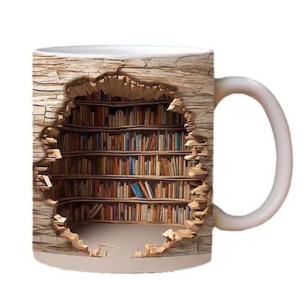 3D Bokhylla Mugg - En Bibliotekshylla Kopp, Multifunktionell Bibliotek Bokhylla Mugg, Kaffe Mugg för Bokälskare, Coola Presenter För Bokmalmar style 2