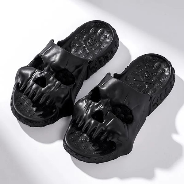 Nya Personliga Tofflor med Skalldesign för Män 2023 Sommar Roliga Nymodiga Sandaler Tjock Sula Plattforms Strand Halkfria Damsandaler Black 40-41