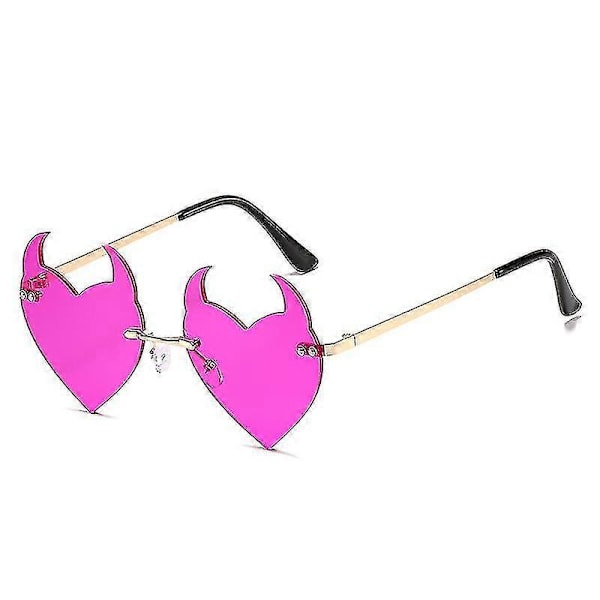 Dame Solbriller Mote Rammeløse Solbriller Djeveløre Hjerteform Solbriller Retro Uv400 Gradienter Nyanser Luksus Dame Briller dark purple