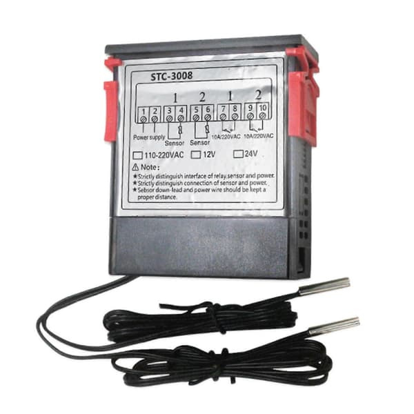 Digital Display Temperaturregulator Mikrocomputer Intelligent Dobbelt Kontrol Elektronisk Justerbar Kontakt 12V