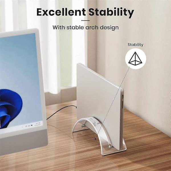Akryl Lodret Laptop Stand til Skrivebord, Akryl Usynlig Desktop Notebook Dock, Lodret Laptop Holder Organizer