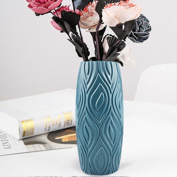 Nordisk Vas Våt Blommig Blomkruka Modern Vas Robust och Polerad, Hållbar Textur Lätt att Underhålla, Blå