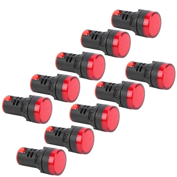 10 st AD16?22DS Hög Ljusstyrka Röd LED Signallampa LED Indikatorlampa för Signalindikation AC220V
