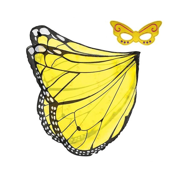 Fjärilsdräkt för barn Fjärilsvingar Chiffongdräkt butterfly yellow
