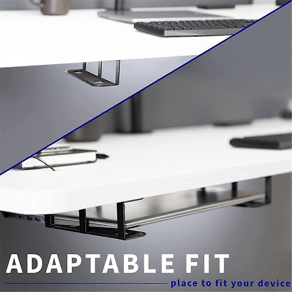 Laptopställ Under Skrivbord Hållare Hylla Förvaringsfäste Multifunktionell Bricka Organizer med Skruv Metallpallstöd