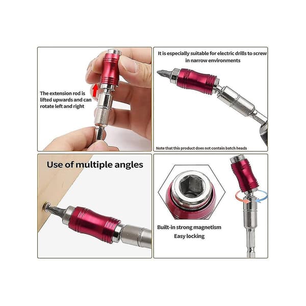3 stk. Magnetisk dreibar borbitsholder, magnetisk svingbar bitstippholder, fleksibel hurtigutløser skr