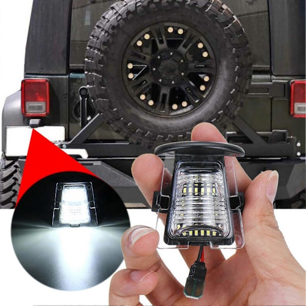 Par LED-registreringsskyltslampor Passar Jeep Wrangler JK 2007-2018 DC12V