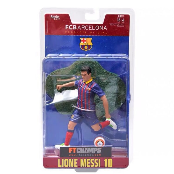 Modell tecknad fotboll superstjärna Messi C Ronaldo samling dekoration jul leksak gåva docka Blue About 16CM