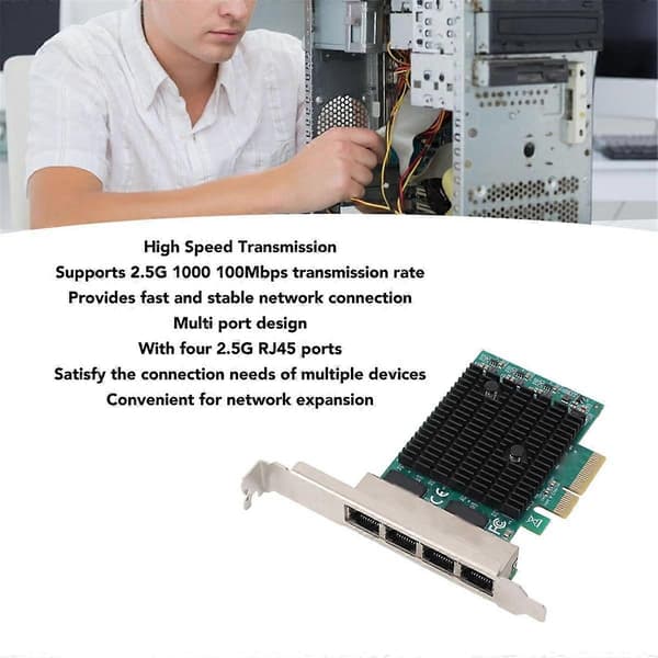 4 Port 2.5G PCIe Netværkskort 2.5 Gigabit Ethernet Adapter RTL8125BG PCI Express Ethernet LAN Adapter til Desktop PC