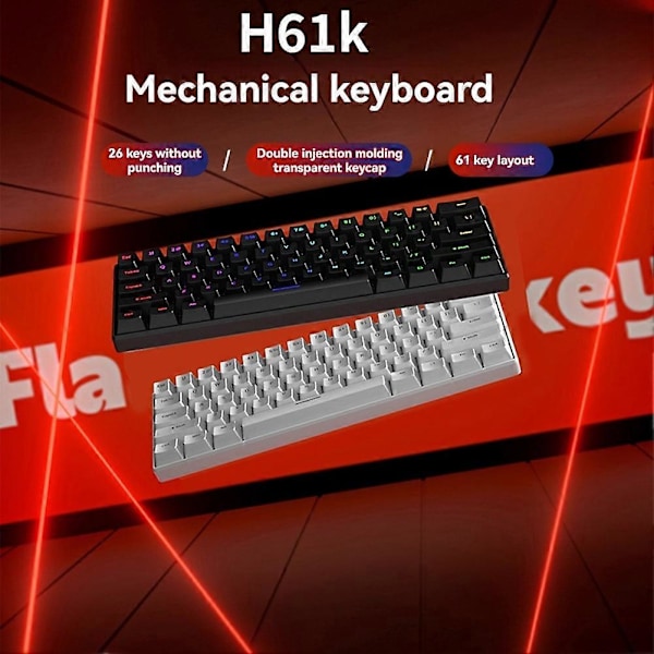 Mekaniskt tangentbord 61 tangenter Blandat ljus Hot Swap Tangentbord Kontorstillbehör Gaming Tangentbord Svart Cyan Axis
