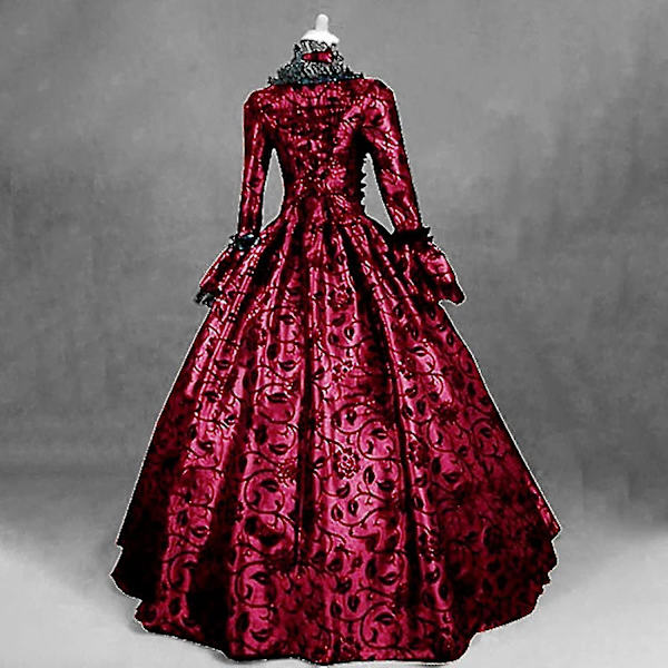 Snabb Leverans Noble Klänningar Damklänning Plus Size Medeltida Balklänningar Eleganta Kostymer För Kvinnor Viktoriansk Klänning 4 färger Red L