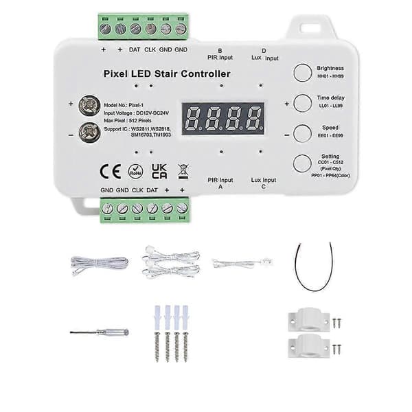 Bevægelsessensor LED Trappe Pixel Lys Controller RGB LED Controller med Dagslyssensor Trappebelysningscontroller