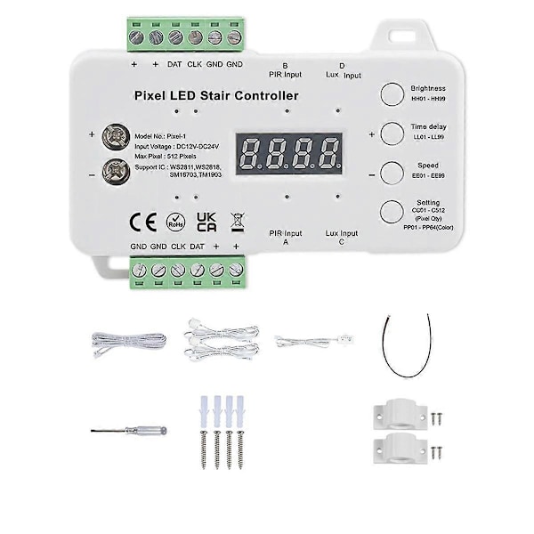 Rörelsesensor LED Trapp Pixel Ljus Kontroller RGB LED Kontroller med Dagsljussensor Trappbelysningskontroller