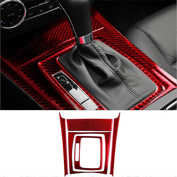 5 stk. Rød Carbon Fiber Gearskifte Dæksel Trim til C-Klasse W204 2007-2013