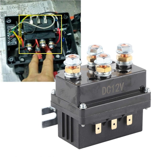 Spil Solenoid Relæ Kontaktor Kontrolkontakt 12V 500A Passer til ATV UTV 8000lb?12000lb Spil