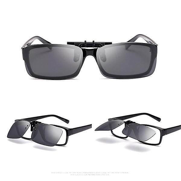 Polariserade Spegel Uv400 Lins Clip On Flip Solglasögon Glasögon Black and gray filn